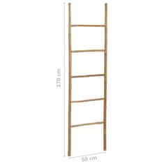 Vidaxl Lestev za brisače s 5 prečkami 170 cm bambus