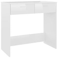 Vidaxl Pisalna miza visok sijaj bela 80x40x75 cm iverna plošča