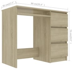 Vidaxl Pisalna miza sonoma hrast 90x45x76 cm iverna plošča