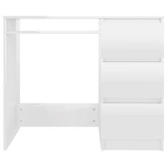 Vidaxl Pisalna miza visok sijaj bela 90x45x76 cm iverna plošča