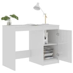 Vidaxl Pisalna miza visok sijaj bela 100x50x76 cm iverna plošča