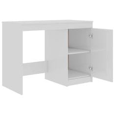 Vidaxl Pisalna miza visok sijaj bela 100x50x76 cm iverna plošča