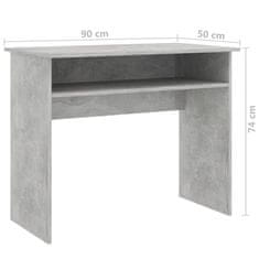 Vidaxl Pisalna miza betonsko siva 90x50x74 cm iverna plošča