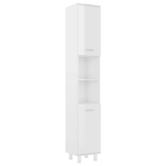 Vidaxl Kopalniška omarica visok sijaj bela 30x30x179 cm iverna plošča