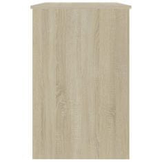 Vidaxl Pisalna miza bela in sonoma hrast 100x50x76 cm iverna plošča