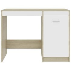 Vidaxl Pisalna miza bela in sonoma hrast 100x50x76 cm iverna plošča