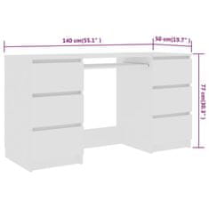 Vidaxl Pisalna miza bela 140x50x77 cm iverna plošča