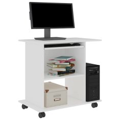 Vidaxl Računalniška miza bela 80x50x75 cm iverna plošča