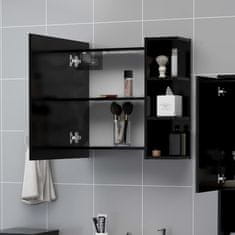 Vidaxl Kopalniška omarica z ogledalom črna 62,5x20,5x64 cm