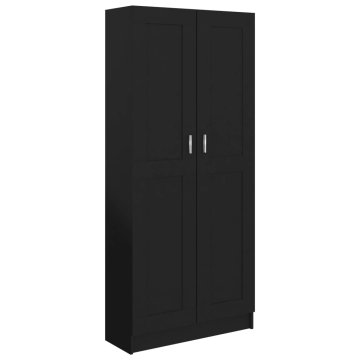 Vidaxl Knjižna omara črna 82,5x30,5x185,5 cm iverna plošča