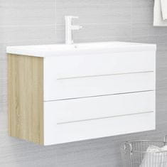 Greatstore 2-delni komplet kopalniškega pohištva bel in sonoma hrast