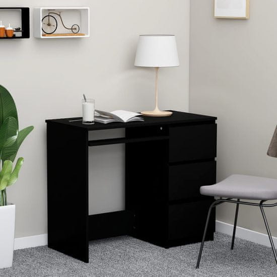 Vidaxl Pisalna miza črna 90x45x76 cm iverna plošča