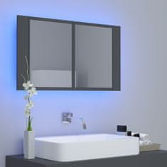 Vidaxl LED kopalniška omarica z ogledalom siva 80x12x45 cm