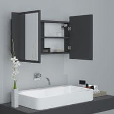Vidaxl LED kopalniška omarica z ogledalom siva 80x12x45 cm