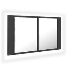 Vidaxl LED kopalniška omarica z ogledalom siva 80x12x45 cm