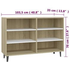 Vidaxl Komoda bela in sonoma hrast 103,5x35x70 cm iverna plošča