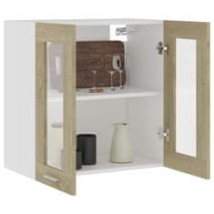 Vidaxl Viseča steklena omarica sonoma hrast 60x31x60 cm iverna plošča