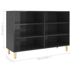 Vidaxl Komoda visok sijaj črna 103,5x35x70 cm iverna plošča