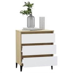 Vidaxl Komoda bela in sonoma hrast 60x35x69 cm iverna plošča