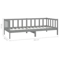 Vidaxl Dnevna postelja siva trdna borovina 90x200 cm