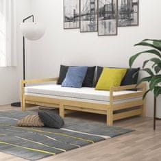 Vidaxl Izvlečna dnevna postelja trdna borovina 2x(90x200) cm