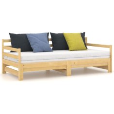Vidaxl Izvlečna dnevna postelja trdna borovina 2x(90x200) cm