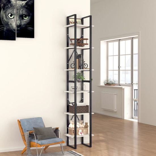 Vidaxl Knjižna omara 6-nadstropna bela 40x30x210 cm iverna plošča