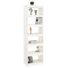 Vidaxl Knjižna omara/pregrada bela 60x30x199,5 cm trdna borovina