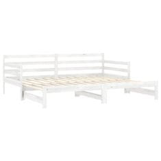 Vidaxl Izvlečna dnevna postelja bela trdna borovina 2x(90x200) cm