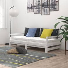 Vidaxl Izvlečna dnevna postelja bela trdna borovina 2x(90x200) cm