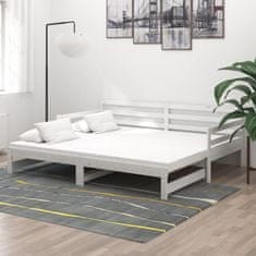 Vidaxl Izvlečna dnevna postelja bela trdna borovina 2x(90x200) cm