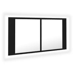 Greatstore LED kopalniška omarica z ogledalom črna 90x12x45 cm