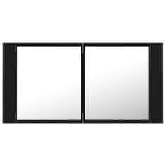 Vidaxl LED kopalniška omarica z ogledalom črna 90x12x45 cm