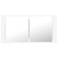Vidaxl LED kopalniška omarica z ogledalom bela 90x12x45 cm