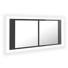 Vidaxl LED kopalniška omarica z ogledalom visok sijaj siva 100x12x45cm