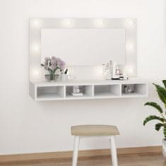 shumee Omarica z ogledalom in LED lučkami bela 90x31,5x62 cm