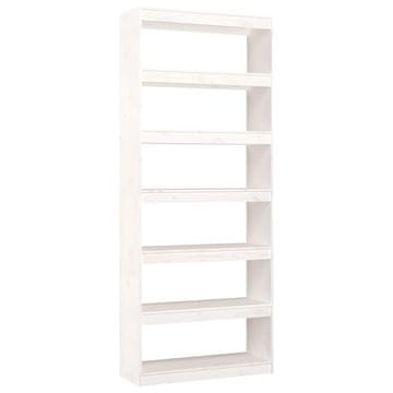 Vidaxl Knjižna omara/pregrada bela 80x30x199,5 cm trdna borovina