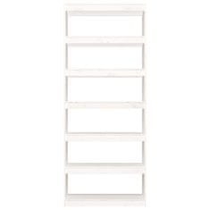 Vidaxl Knjižna omara/pregrada bela 80x30x199,5 cm trdna borovina