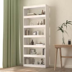 Vidaxl Knjižna omara/pregrada bela 80x30x199,5 cm trdna borovina