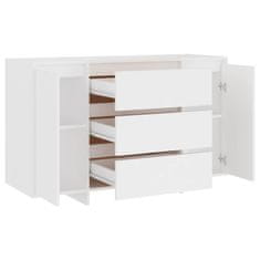 Vidaxl Komoda s 3 predali bela 120x41x75 cm iverna plošča