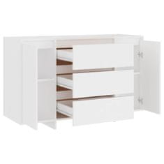 Greatstore Komoda s 3 predali bela 120x41x75 cm iverna plošča