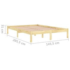 Vidaxl Posteljni okvir iz trdne borovine 140x200 cm