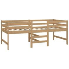 Vidaxl Srednje visoka postelja medeno rjava trdna borovina 90x200 cm