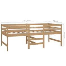 Vidaxl Srednje visoka postelja medeno rjava trdna borovina 90x200 cm