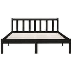 Vidaxl Posteljni okvir črn iz trdne borovine 135x190 cm UK Double