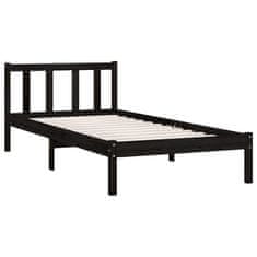 Vidaxl Posteljni okvir črn iz trdne borovine 75x190 cm UK Small Single