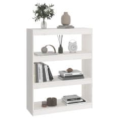 Vidaxl Knjižna omara/pregrada bela 80x30x103,5 cm trdna borovina