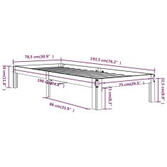 Vidaxl Posteljni okvir iz trdnega lesa 75x190 cm 2FT6