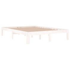 Vidaxl Posteljni okvir bel iz trdnega lesa 135x190 cm 4FT6