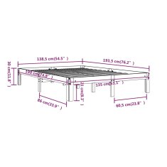 Vidaxl Posteljni okvir iz trdnega lesa 135x190 cm 4FT6